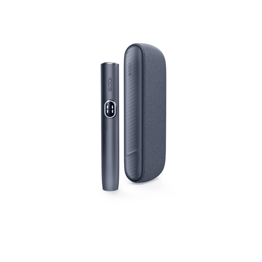 IQOS-ILUMA-i-Midnight-Black-device IQOS ILUMA i Midnight Black heated tobacco device — Midnight Black finish, front view on white background