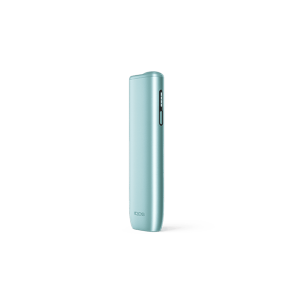 IQOS ILUMA i ONE Breeze Blue heated tobacco device — Breeze Blue finish, front view on white background