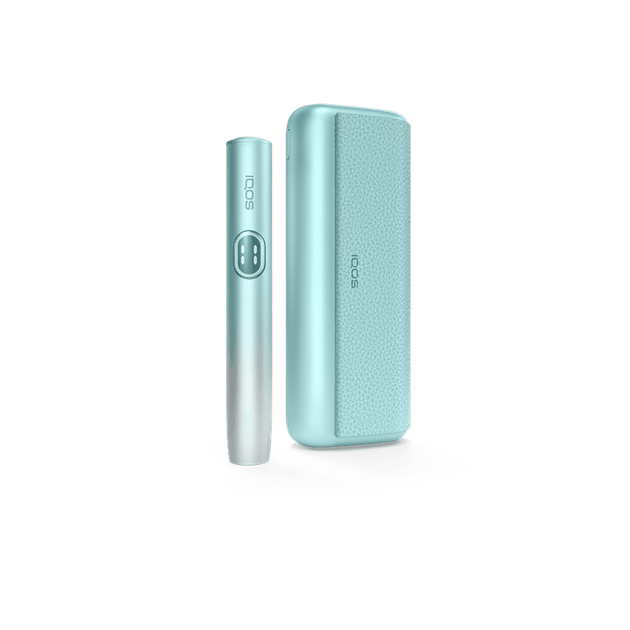 IQOS-ILUMA-i-PRIME-Breeze-Blue-device IQOS ILUMA i PRIME Breeze Blue heated tobacco device — Breeze Blue finish, front view on white background