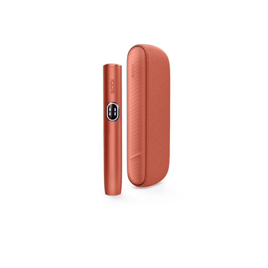 IQOS-ILUMA-i-Vivid-Terracotta-device IQOS ILUMA i Vivid Terracotta heated tobacco device — Vivid Terracotta finish, front view on white background
